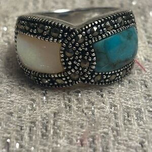 Vintage Cheryl Wadsworth Sterling Silver & Turquoise Ring